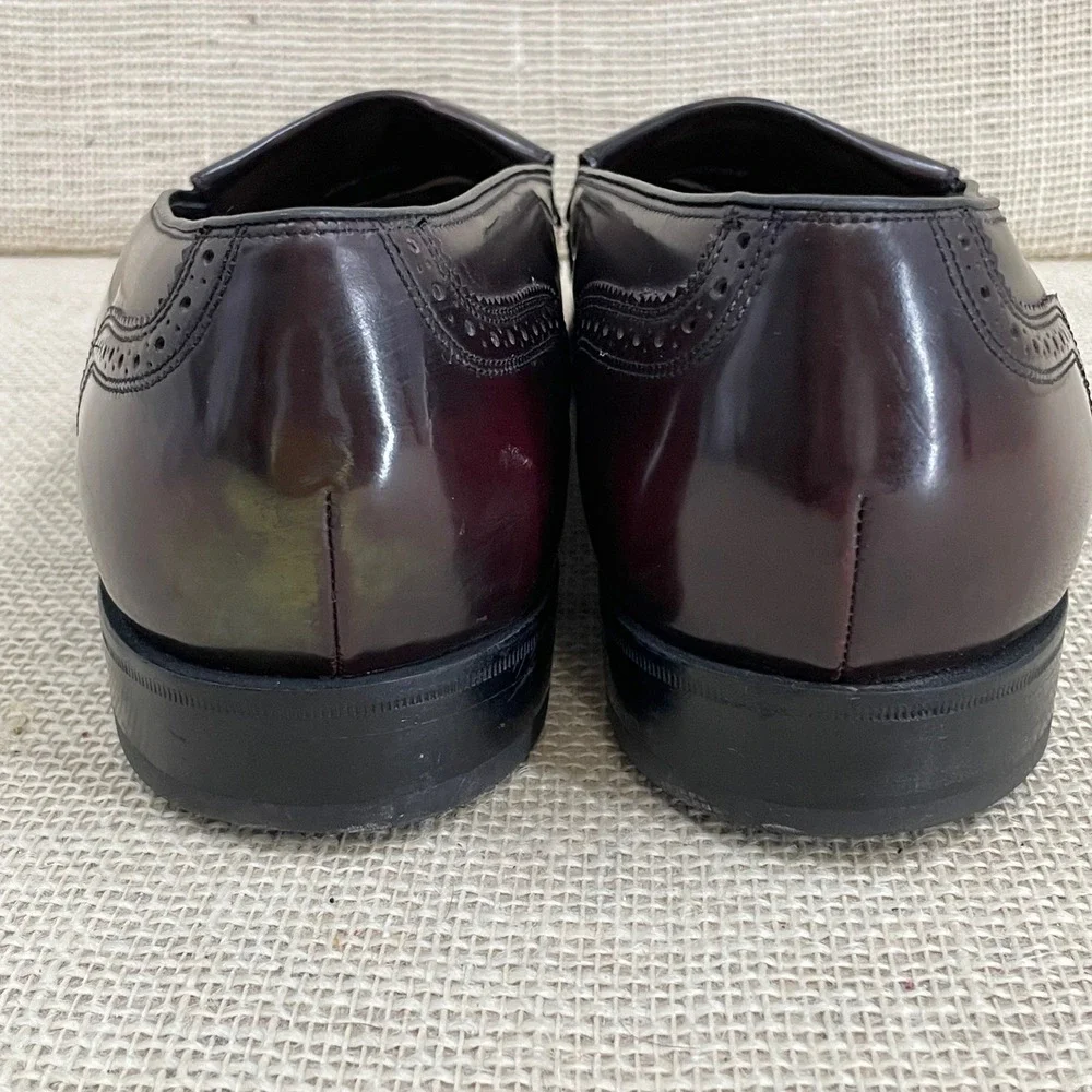 Florsheim Mens 13 D Burgundy Leather‎ Wingtip Kiltie Tassel Loafers Dress Shoe
